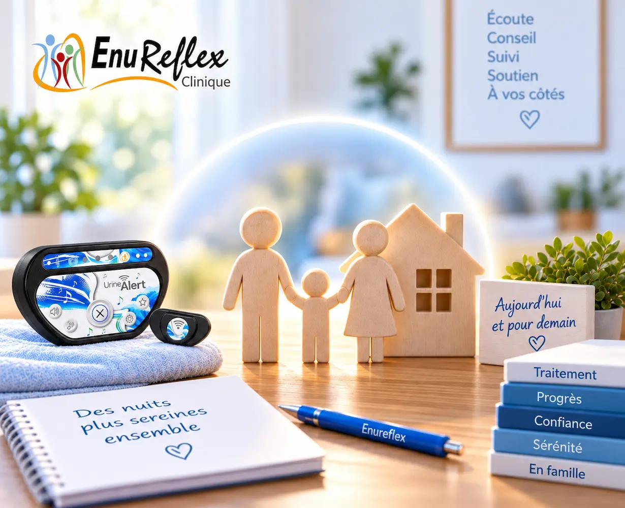 Enureflex accompagne l’enfant et sa famille pendant le traitement de l’énurésie avec Urine-Alert
