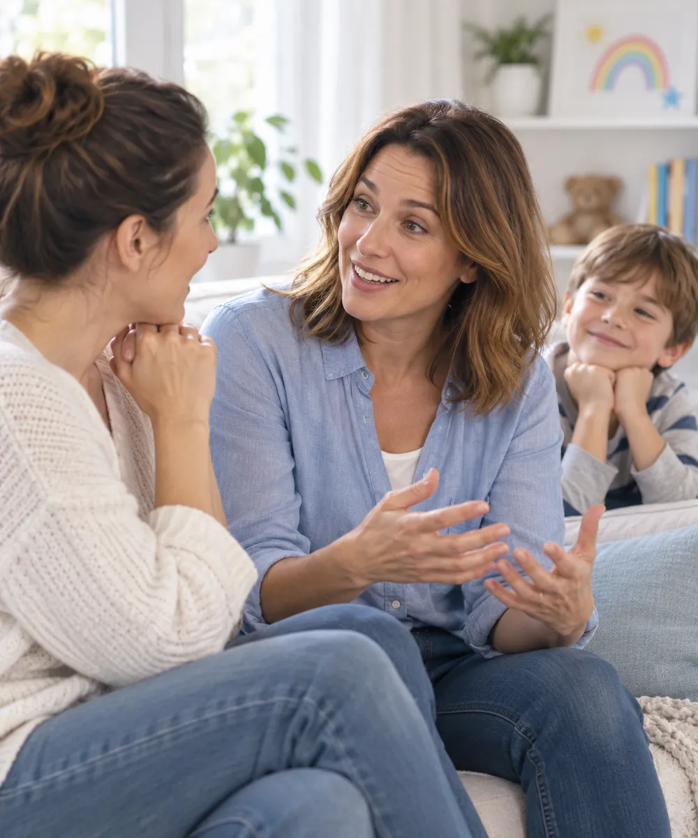 Une mère raconte à une amie son expérience avec son enfant après la fin du pipi au lit