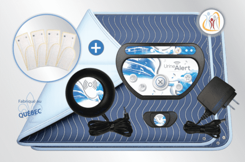 Système Duo Urine-Alert avec tapis et bandes de détection pour le traitement de l’énurésie
