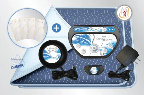 Système Duo Urine-Alert avec tapis et bandes de détection pour le traitement de l’énurésie.